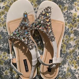 White studded sandals